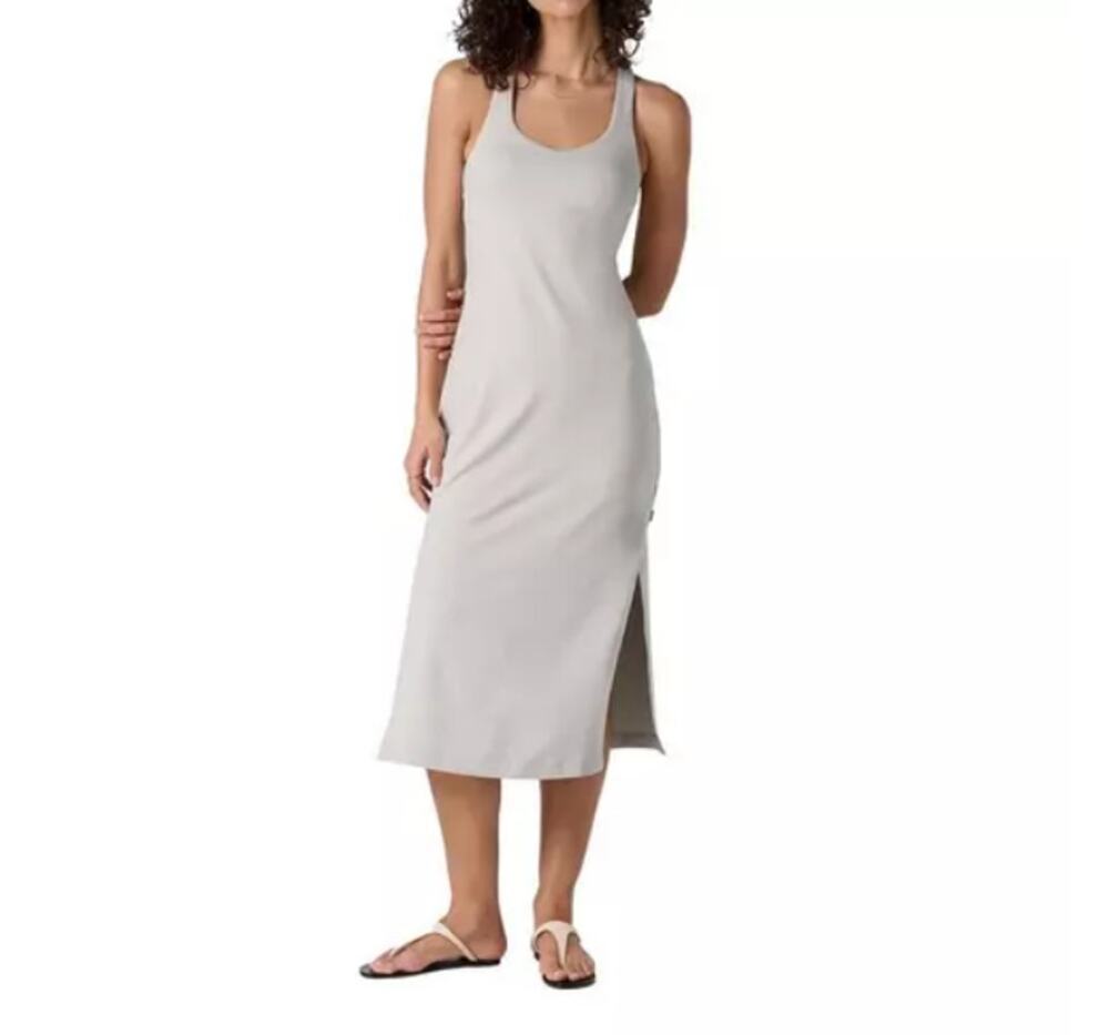 Vuori Halo Racerback Tank Midi Dress Ecru Heather Cream Women's Small Dreamknit